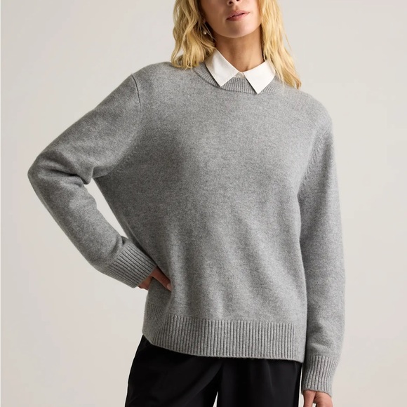 Quince Mongolian Cashmere Oversized Crewneck Heather Grey Sweater - Picture 5 of 12